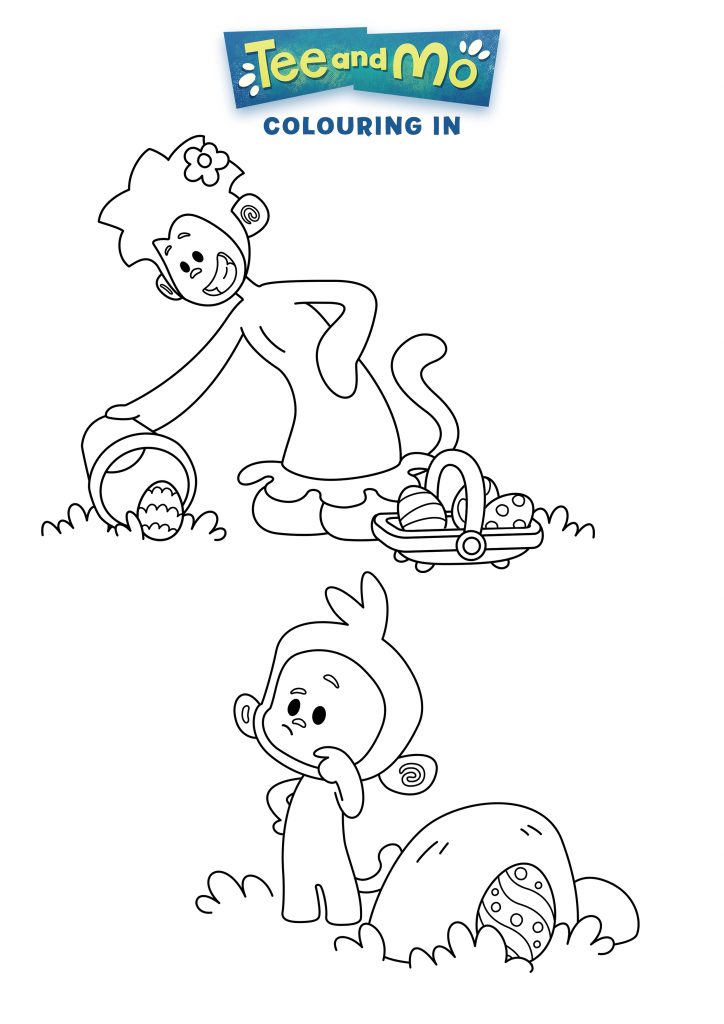 Tee and Mo Tee and Mo Easter Egg Hunt Colouring Sheet